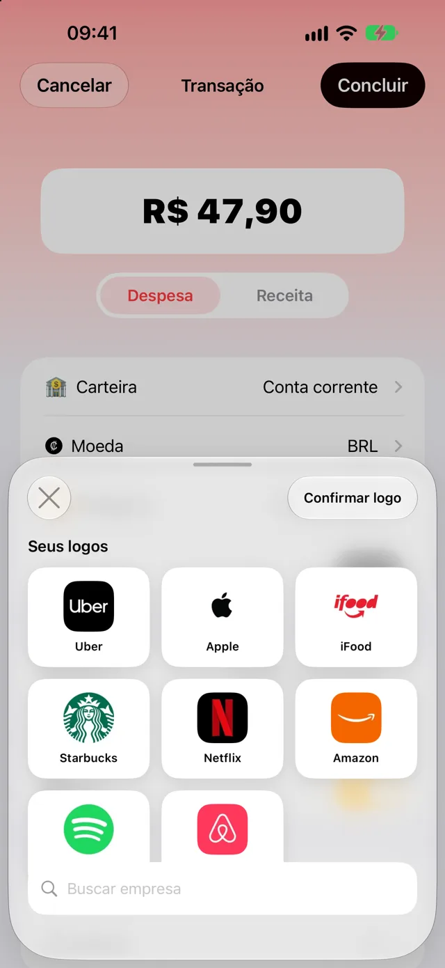 Seletor de logos do Quartzo com marcas de empresas